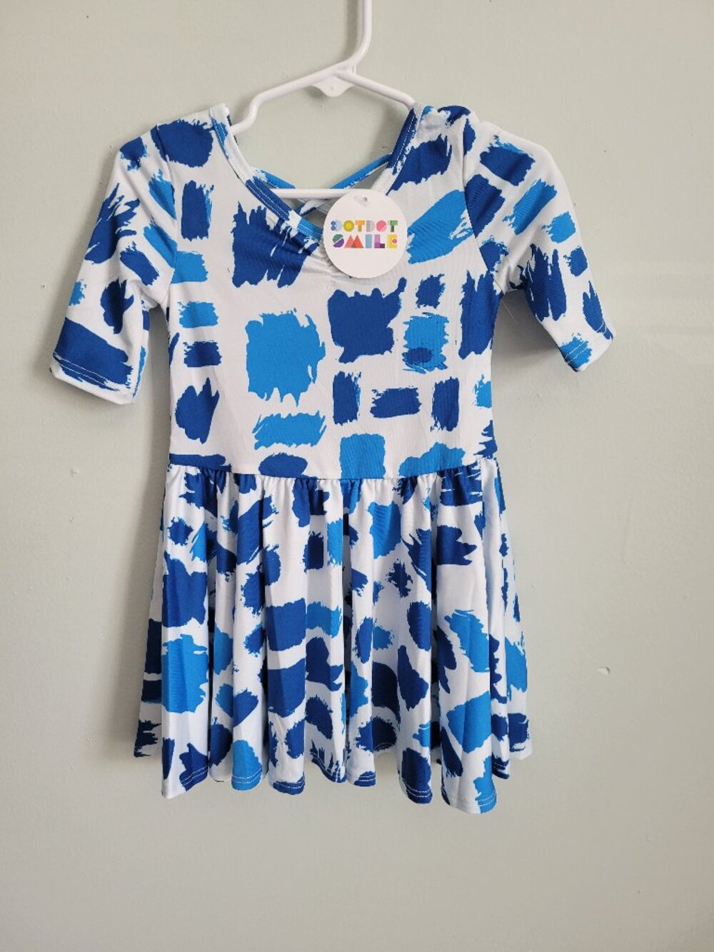 Dot Dot Smile Dress Girl's 2T Toddler Blue Paint Splatter Ballerina NWT